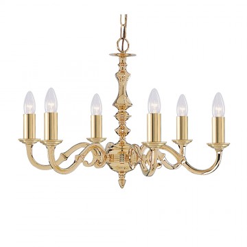 SEVILLE - 6 LIGHT POLISHED BRASS FITTING ASSEMBLED CANDLE NO GLASS
