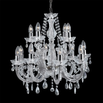 MARIE THERESE - 12 LIGHT CRYSTAL AND CHROME CHANDELEIR
