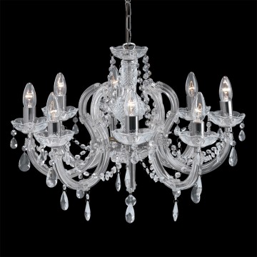 MARIE THERESE - 8 LIGHT  CRYSTAL AND CHROME CHANDELEIR