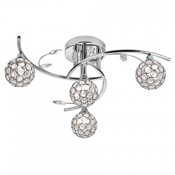 DIMPLES - 4 LIGHT CHROME SEMI FLUSH FITTING WITH ROUND SHADES