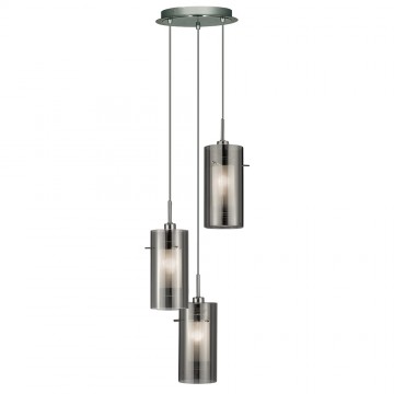 DUO 2 - 3 LIGHT SMOKEY OUTER / CLEAR INNER GLASS MULIT-DROP CEILING