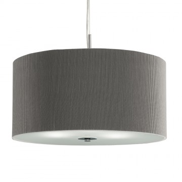 DRUM PLEAT PENDANT - 3 LIGHT SILVER DRUM PENDANT - FROSTED GLASS DIFFUSER