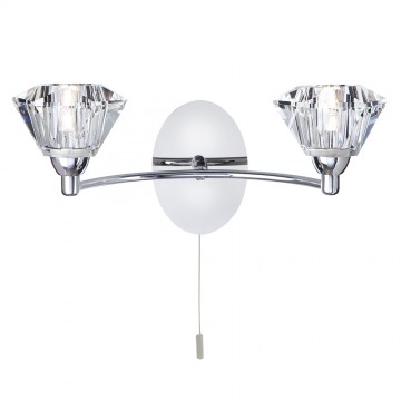SIERRA - 2 LIGHT CHROME WALL WITH SCULPTURED CLEAR GLASS SHADE