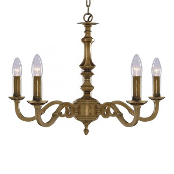 MALAGA - 5 LIGHT ANTIQUE BRASS FITTING ASSEMBLED CANDLE NO GLASS
