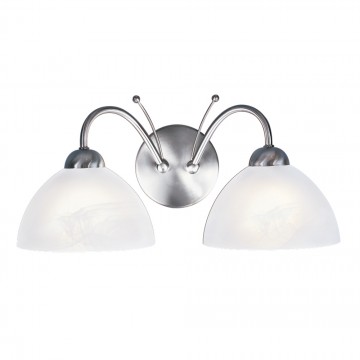 MILANESE - 2 LIGHT SATIN SILVER WALL BRACKET WITH ALABASTER GLASS