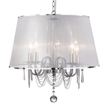 VENETIAN - 5 LIGHT CEILING - WHITE VIOLE SHADE AND CHAIN LINK