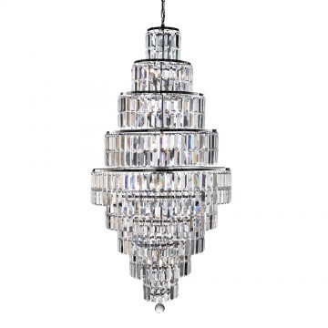 EMPIRE - 13 LIGHT CHROME CHANDELIER WITH CLEAR BEVELLED GLASS TRIMMINGS