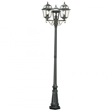 NEW ORLEANS 3 LIGHT BLACK/GOLD OUTDOOR 2.3M POST. IP44