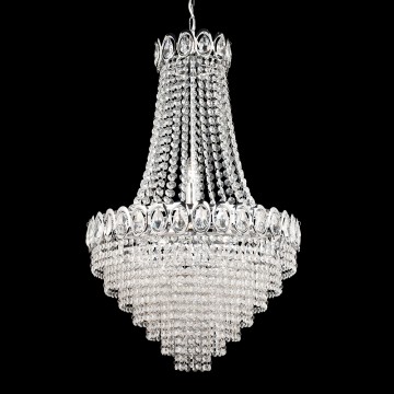 CRYSTAL 6 LIGHT CHROME CHANDELIER WITH CLEAR GLASS  BEADS