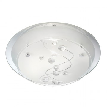 FLUSH - 25CM ROUND 1 LIGHT FITTING WITH PATTERNED GLASS SHADE