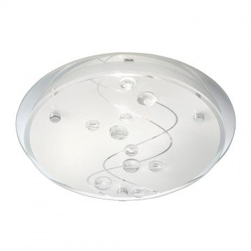 FLUSH - 32CM ROUND 2 LIGHT FITTING WITH PATTERNED GLASS SHADE