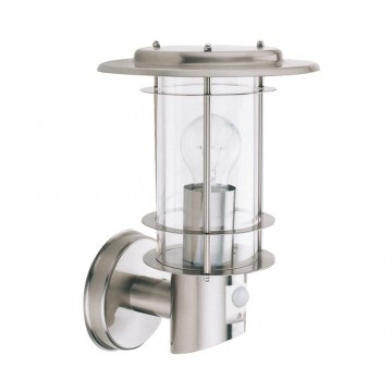 OUTDOOR - SATIN SILVER WALL LIGHT COMPLETE WITH SENSOR. IP44